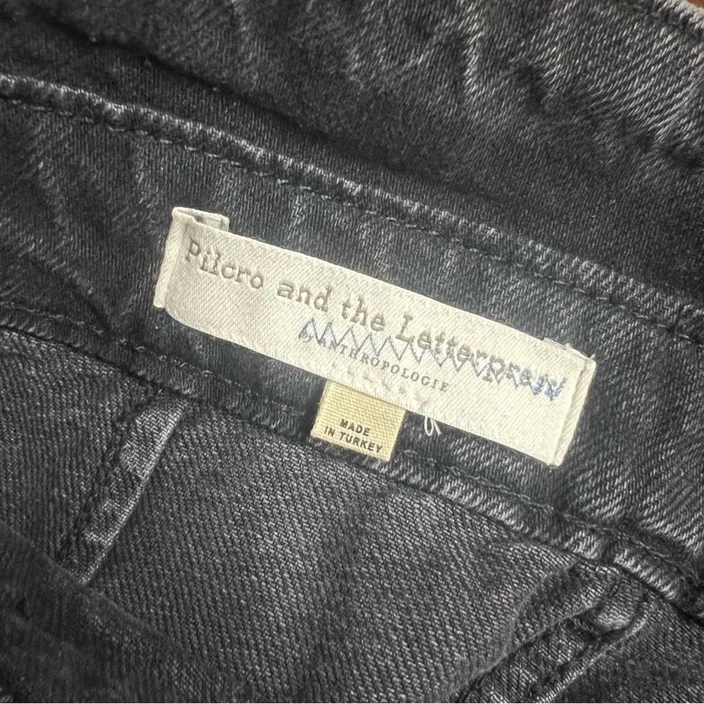Pilcro Anthropologie Charcoal Button Down Front Skirt 8 Mini Black Denim - Picture 12 of 13